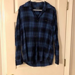 Faded Glory Black and Blue Flannel Shirt, Size S